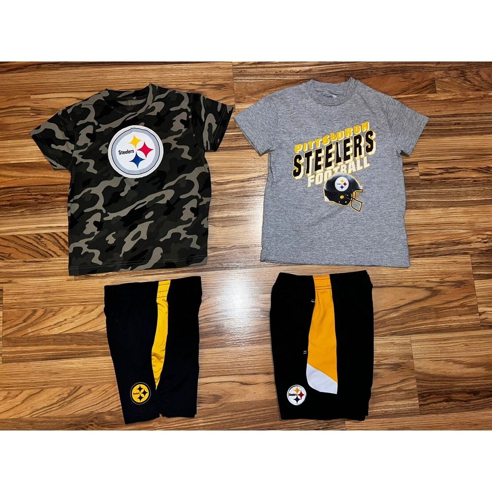 NFL Pittsburgh Steelers Boy's Sz 4 5 Shirts Shorts Lot Of 4 EUC Y2K